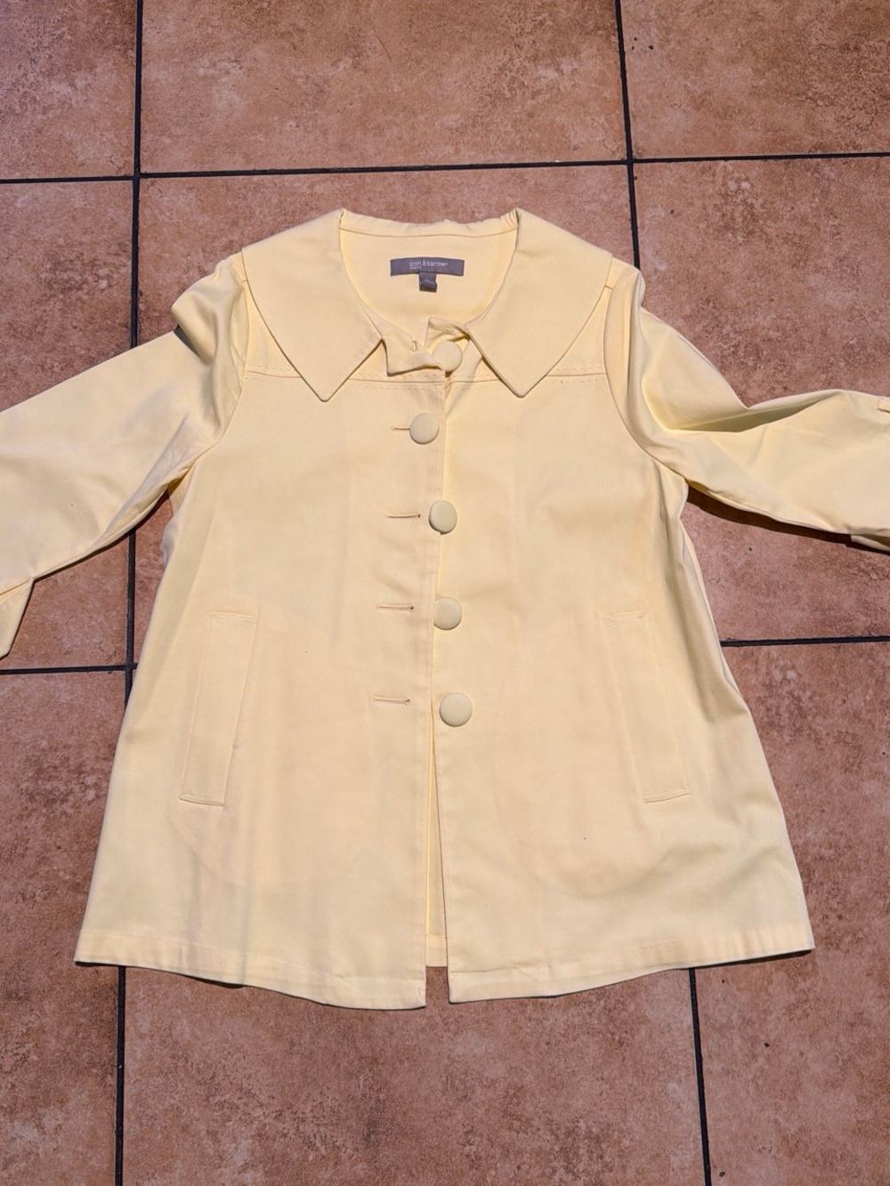 croft & barrow Pale Yellow Button-Front Trench Coat